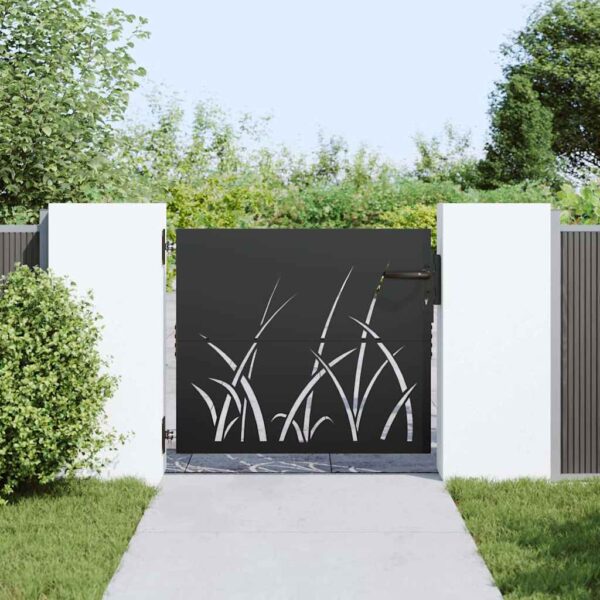 Garden Gate with Lock Black 85 x 100 cm Powder-coated steel