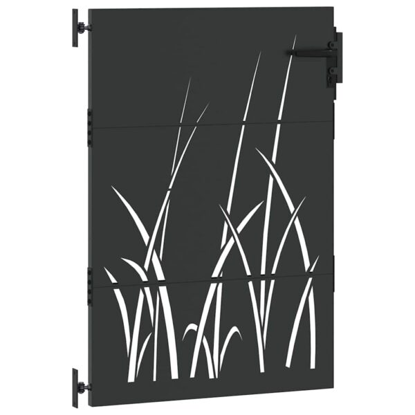 Garden Gate with Lock Black 85 x 150 cm Powder-coated steel