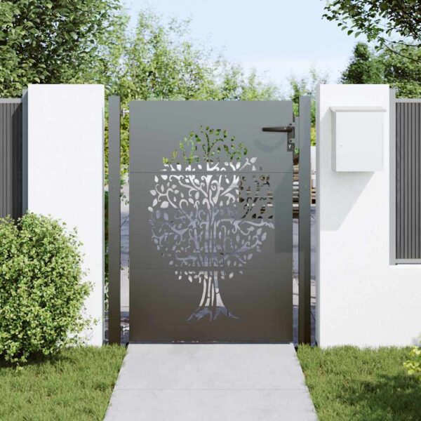 Garden Gate with Lock Black 100 x 125 cm Powder-coated steel