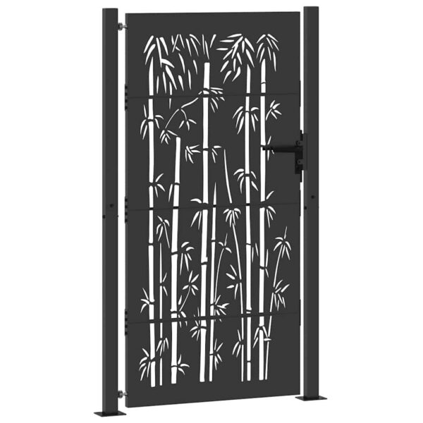 Garden Gate with Lock Black 100 x 200 cm Powder-Coated Steel