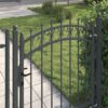 Fence Gate with Spikes Grey 150 x 100 cm Powder-coated steel