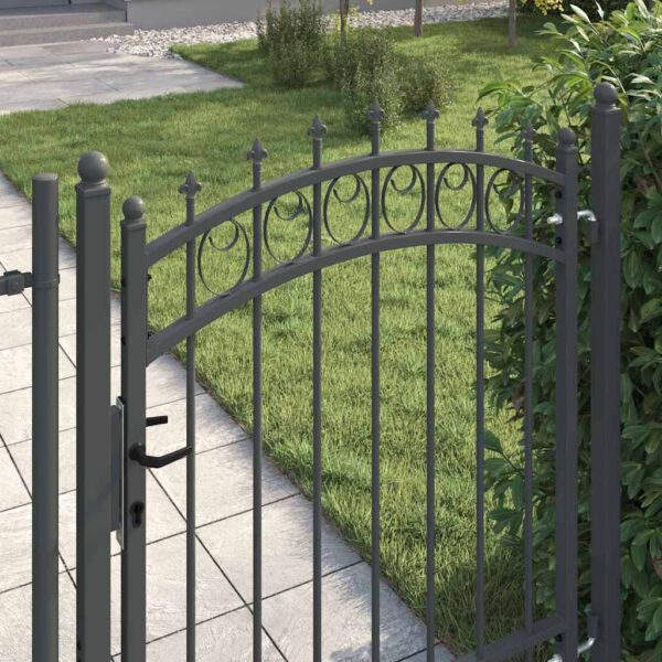 Fence Gate with Spikes Grey 150 x 100 cm Powder-coated steel