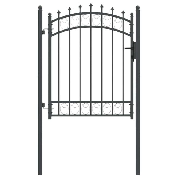 Fence Gate with Spikes Grey 150 x 100 cm Powder-coated steel