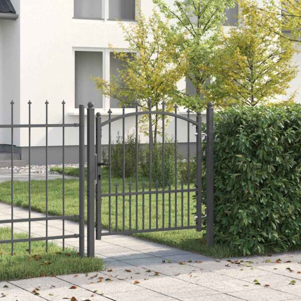 8721288882639_mo-im_en_hd_1.jpg Fence Gate with Spikes Grey 100 x 100 cm Powder-coated steel