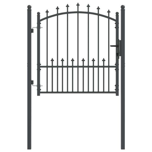 8721288882639_wbg-fr-m_en_hd_2.jpg Fence Gate with Spikes Grey 100 x 100 cm Powder-coated steel