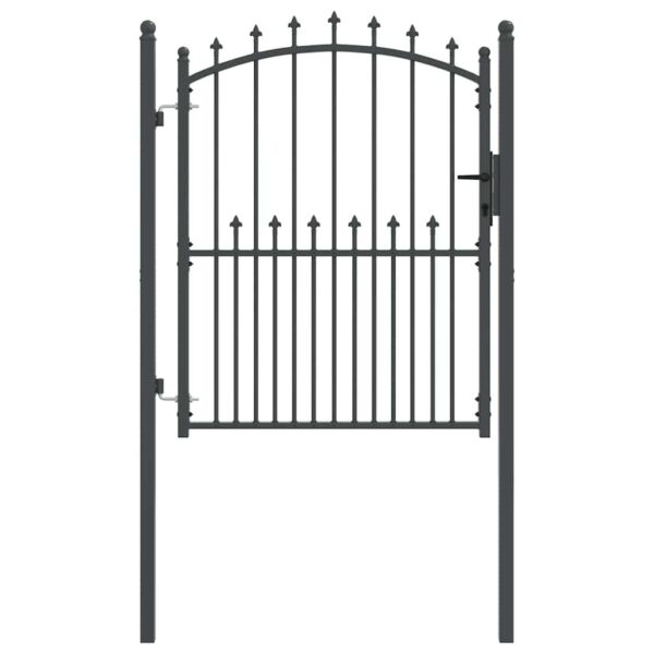 Fence Gate with Spikes Grey 150 x 100 cm Powder-coated steel