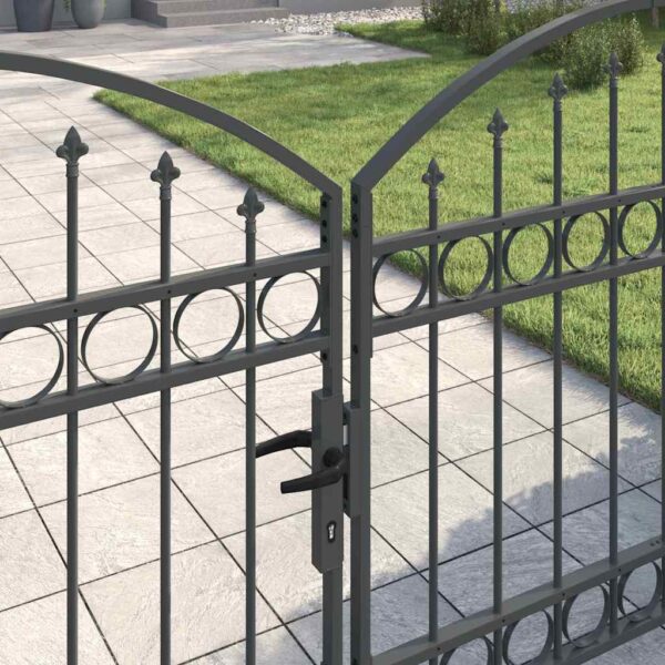 Fence gate with Lock Grey 300 x 125 cm Steel