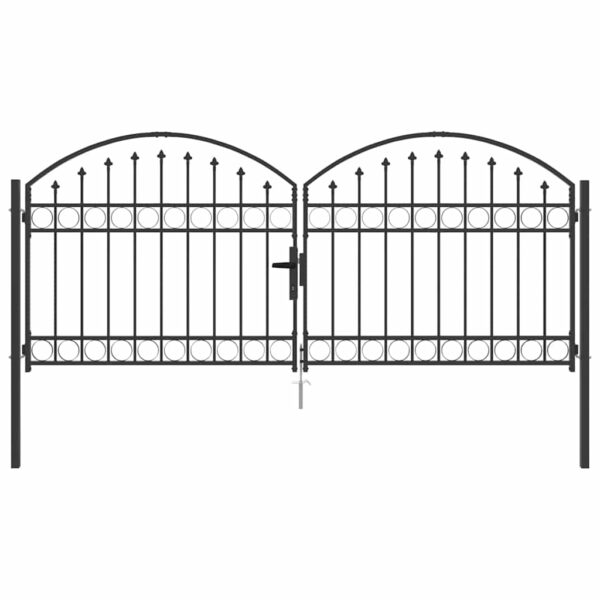 Fence gate with Lock Grey 300 x 125 cm Steel