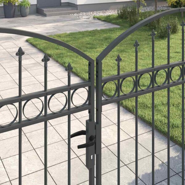 Fence gate with Lock Grey 300 x 150 cm Steel