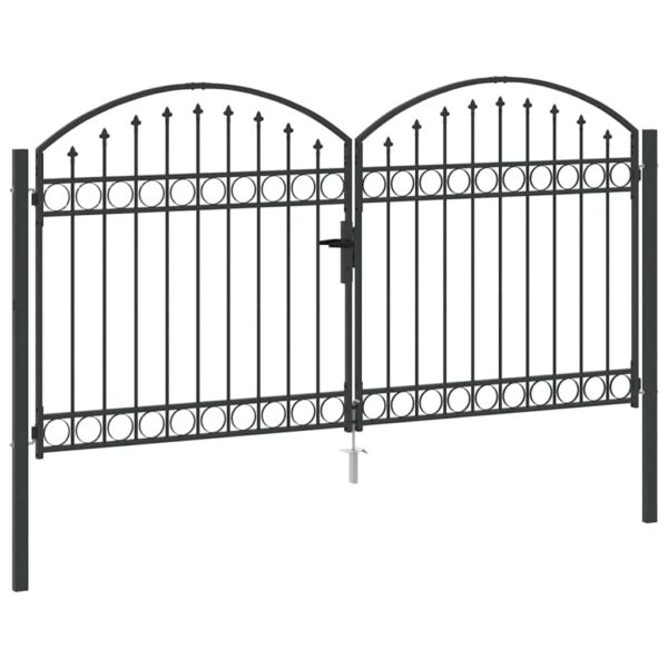 Fence gate with Lock Grey 300 x 150 cm Steel