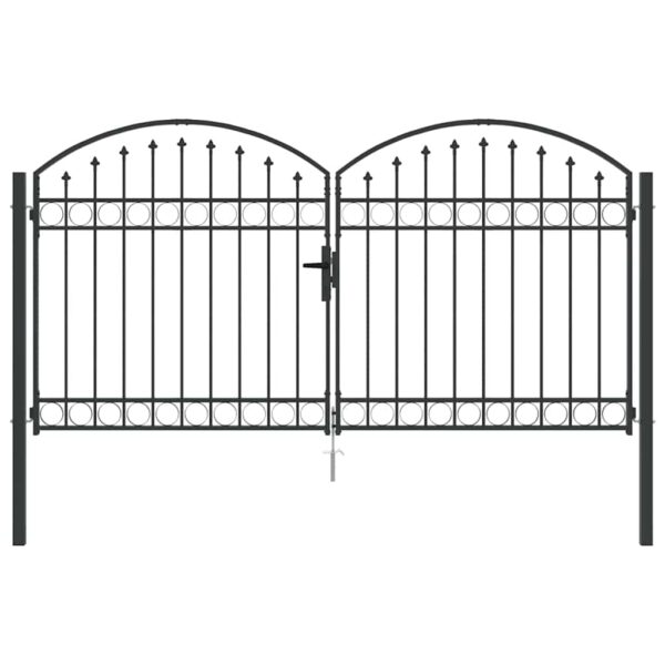 Fence gate with Lock Grey 300 x 150 cm Steel
