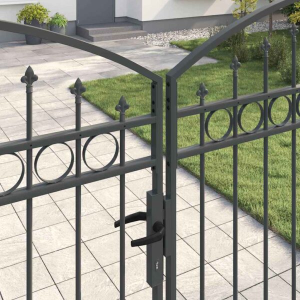 Fence gate with Lock Grey 400 x 200 cm Steel