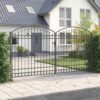 Fence gate with Lock Grey 400 x 200 cm Steel