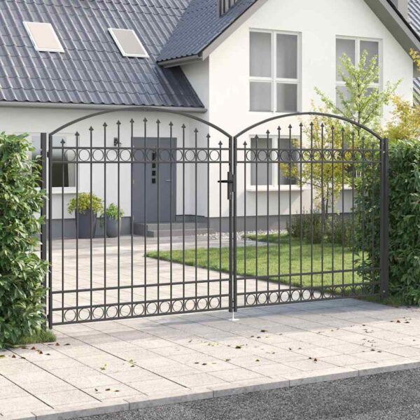 Fence gate with Lock Grey 400 x 200 cm Steel