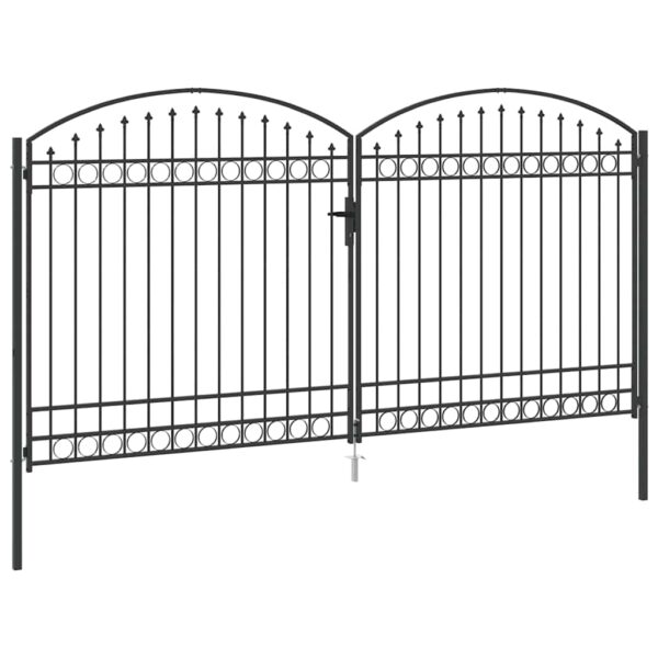 Fence gate with Lock Grey 400 x 200 cm Steel