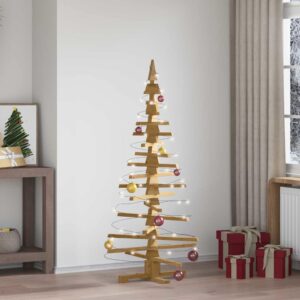 Wooden Christmas Tree with Stand Brown 150 cm Solid pine wood