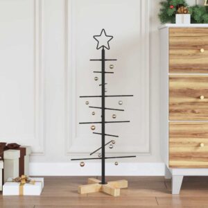 Metal Christmas Tree with Stand Black 90 cm Powder-coated steel