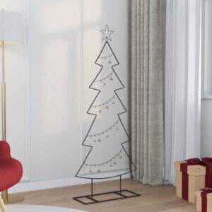 Metal Christmas Tree with Stand Black 150 cm Steel