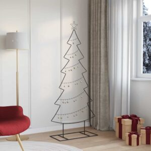Metal Christmas Tree with Stand Black 180 cm Steel