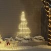 LED Christmas Tree with Ground Spikes Warm White 180 cm Metal