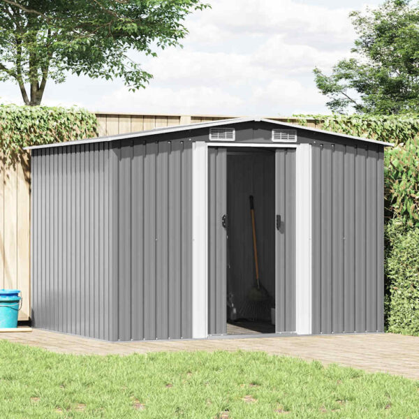Garden Storage Shed Grey Metal 257x205x178 cm