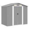 Garden Storage Shed Grey Metal 204x132x186 cm