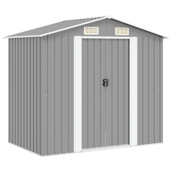 Garden Storage Shed Grey Metal 204x132x186 cm