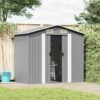 Garden Storage Shed Grey Metal 204x132x186 cm