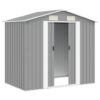 Garden Storage Shed Grey Metal 204x132x186 cm