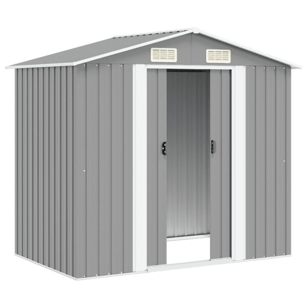 Garden Storage Shed Grey Metal 204x132x186 cm
