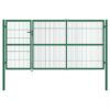 Garden Fence Gate with Posts 350x140 cm Steel Green