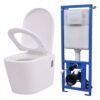 Wall Hung Toilet with Concealed Cistern Ceramic White