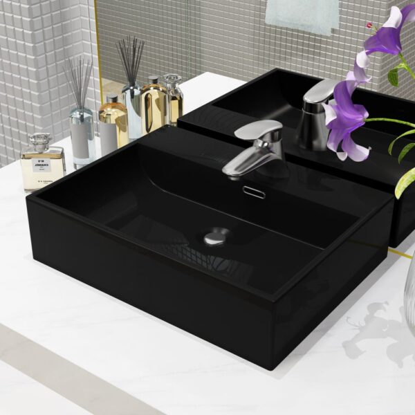 8718475589075_m_en_hd_1.jpg Basin with Faucet Hole Ceramic Black 51.5x38.5x15 cm
