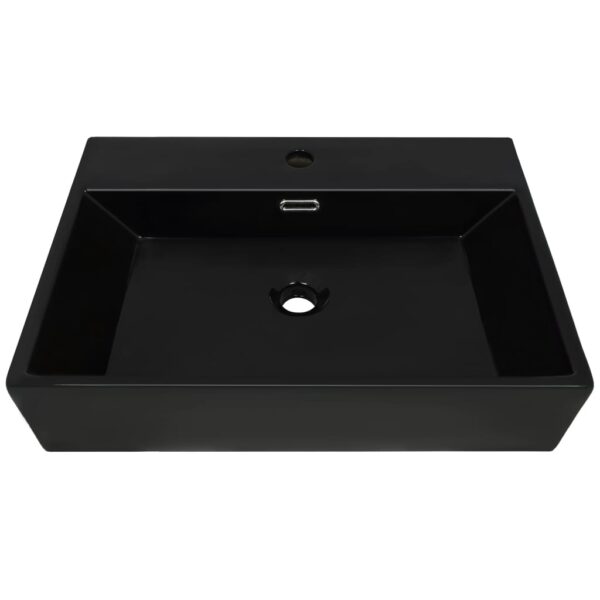 8718475589082_g_en_hd_1.jpg Basin with Faucet Hole Ceramic Black 60.5x42.5x14.5 cm