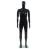 Full Body Male Mannequin with Glass Base Glossy Black 185 cm