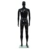 Full Body Male Mannequin with Glass Base Glossy Black 185 cm