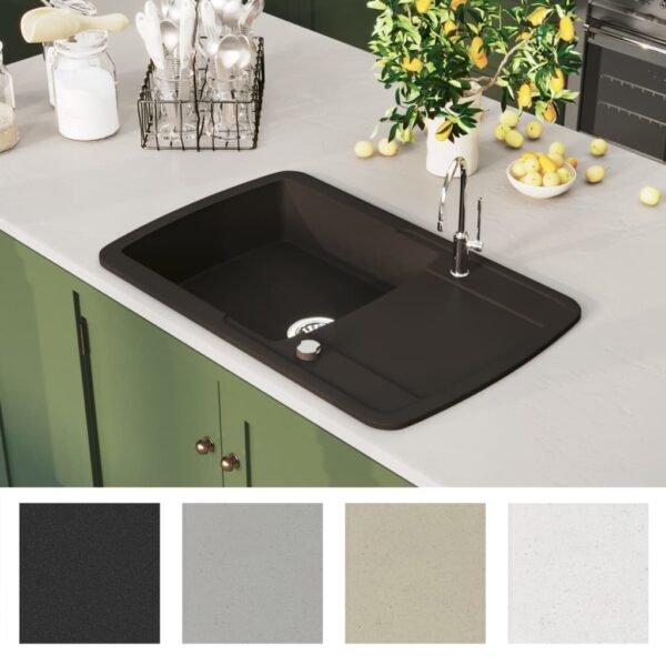 Granite Kitchen Sink Single Basin Black
