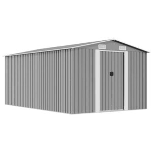 Garden Shed 257x392x181 cm Metal Grey