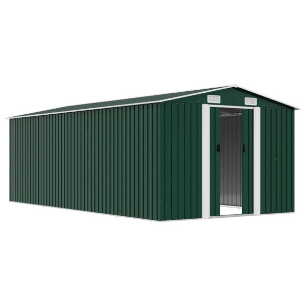 Garden Shed 257x489x181 cm Metal Green