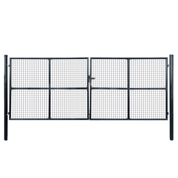 Mesh Garden Gate Galvanised Steel 400x150 cm Grey