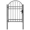 Fence Gate with Arched Top Steel 104x125 cm Black