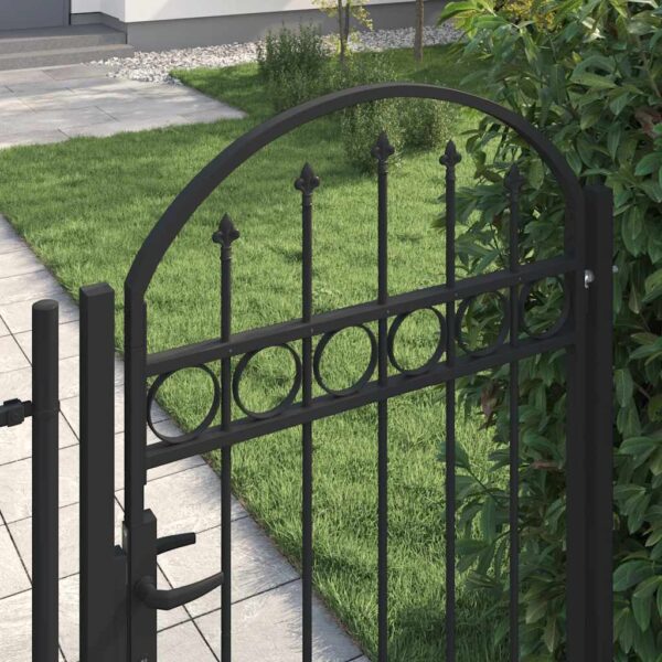 8718475625780_g_en_hd_1.jpg Fence Gate with Arched Top Steel 104x150 cm Black