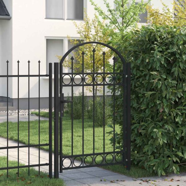 8718475625780_m_en_hd_1.jpg Fence Gate with Arched Top Steel 104x150 cm Black