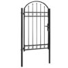 Fence Gate with Arched Top Steel 104x175 cm Black