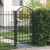 Fence Gate with Arched Top Steel 104x175 cm Black