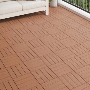 11 pcs Decking Tiles Deep Embossed WPC 30x30 cm 1 sqm Light Brown