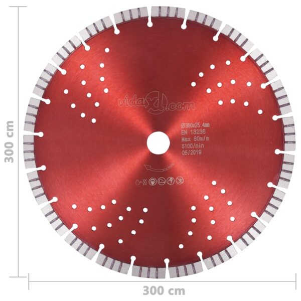 Diamond Cutting Disc with Turbo and Holes Steel 300 mm
