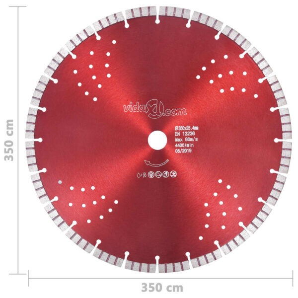Diamond Cutting Disc with Turbo and Holes Steel 350 mm
