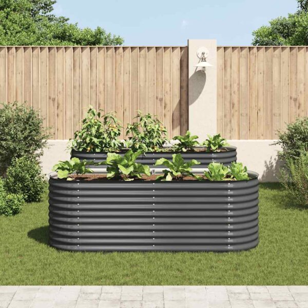 Garden Raised Bed 240x80x81 cm Galvanised Steel Grey