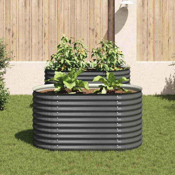 Garden Raised Bed 160x80x81 cm Galvanised Steel Grey